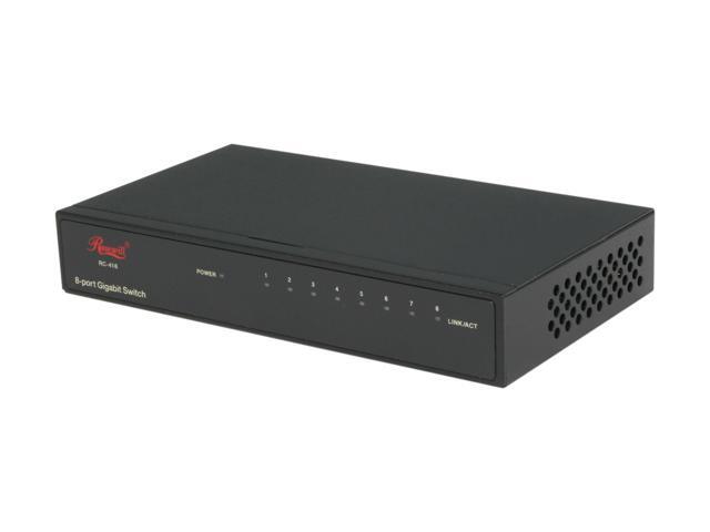 Rosewill RC-416 – 10 / 100 / 1000 Mbps 8-Port Gigabit Green Ethernet Desktop Switch in Metal Enclosure - 3-Year Warranty