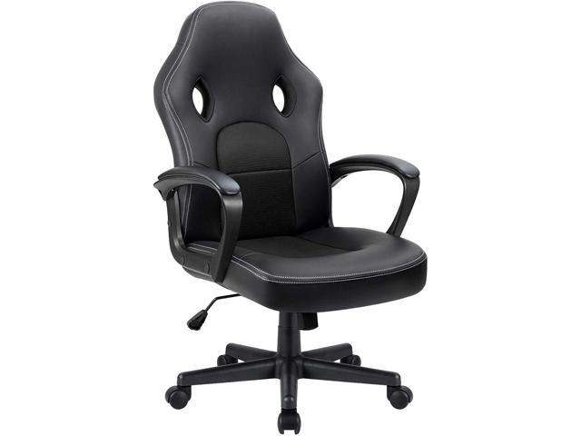 Furmax Office Chair Desk Leather Gaming Chair, High Back Ergonomic Adjustable Racing Chair (Black)