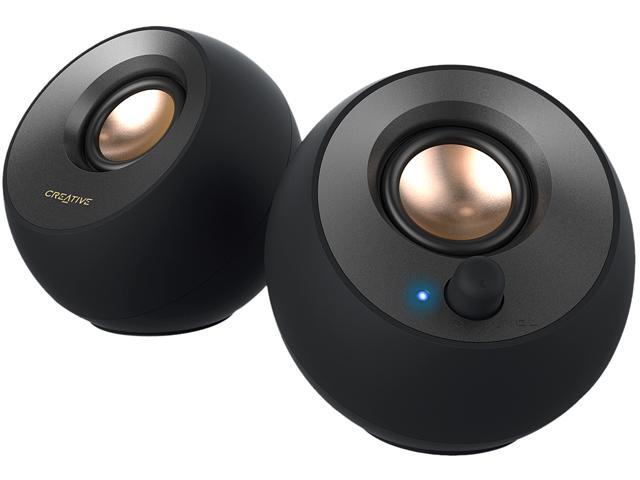 Creative Pebble V2 - Minimalistic 2.0 USB-C Powered Desktop Speakers, 3.5 mm AUX-in, Up to 8W RMS Power for Computers and Laptops, Type-A Adapter Included and Extended Cable (Black)