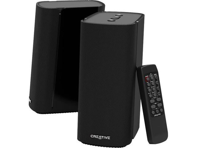 Creative T100-2.0 Compact Hi-Fi Desktop Speakers, up to 80W Peak Power with Bluetooth 5.0, Optical-in, AUX-in, Wide Soundstage and Audio Clarity with Bass Control for Computers and Laptops (Black)