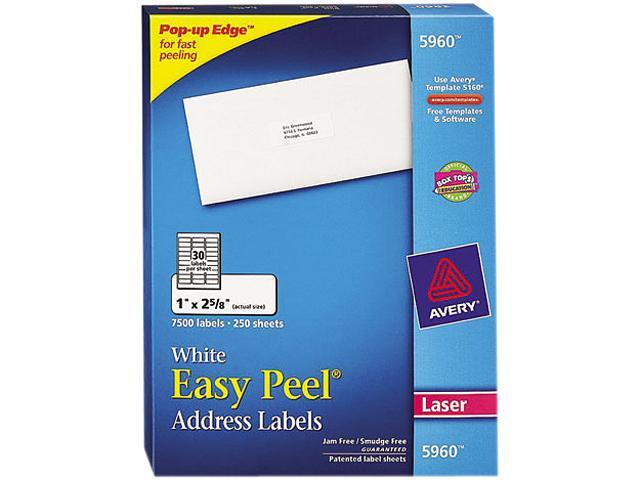 avery 5960 easy peel laser address labels 1 x 2 5 8 white 7500