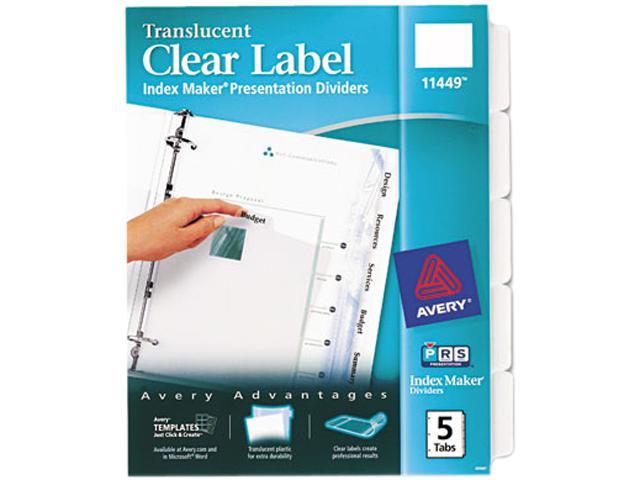 Avery 11449 Index Maker Clear Label Punched Dividers, 5-Tab, Letter