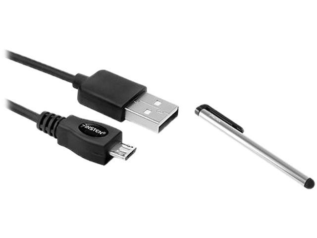 Insten 1187584 Black Micro USB Data Charger Cable Stylus 