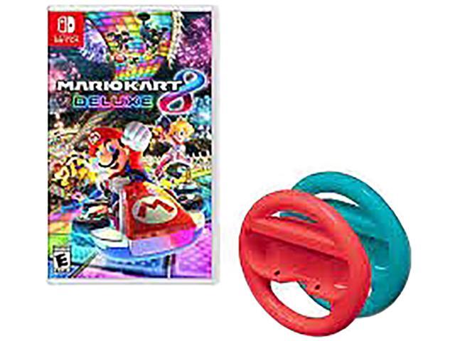 Nintendo SWITCH-MK-WHEEL-RB-BNDL Nintendo Switch Mario Kart 8 with Red and Blue Steering Wheels Bundle
