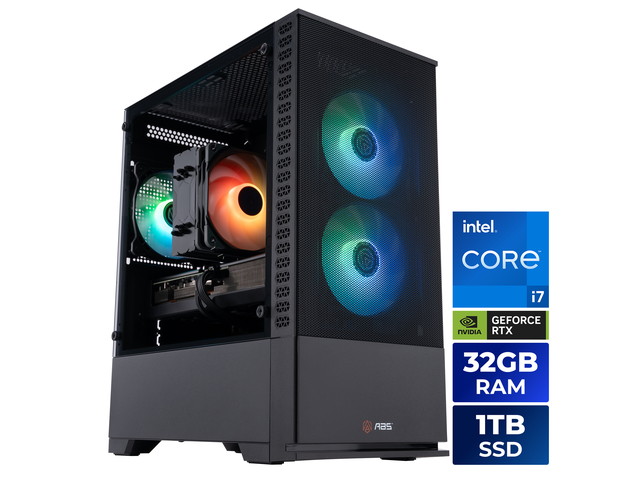 ABS Cyclone Aqua Prebuilt Gaming PC - Windows 11 - Intel Core i7-14700F - GeForce RTX 5060 8GB - DLSS 4 - 32GB DDR4 - 1TB NVMe ...