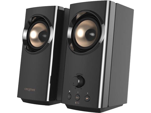 Creative T60 2.0 Compact Hi-Fi Desktop Speakers with Clear Dialog and Surround by Sound Blaster, USB-C Audio, Mic and Headset Ports, Bluetooth 5.0, Up to 60W Peak Power, for Computers and Laptops