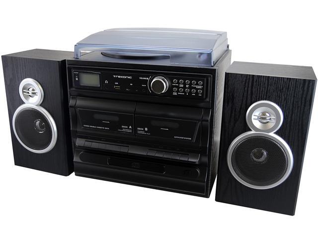 Trexonic TRX-811BS 3-Speed Turntable With CD Player, Dual Cassette Player