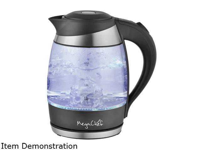 MegaChef MGKTL-1757 Black 1.8Lt. Glass and Stainless Steel Electric Tea Kettle