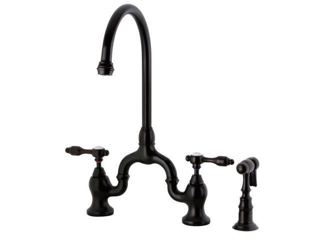 Kingston Brass Ks7795talbs Bridge Kitchen Faucet With Sprayer Oil Rubbed Bronze Newegg Com
