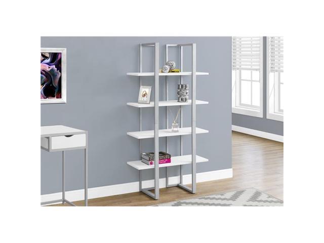 Monarch Specialties I 7238 60 In Bookcase Silver Metal White Newegg Com