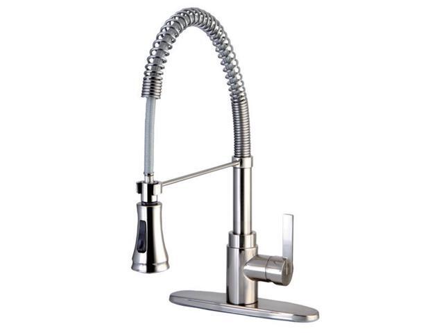 Kingston Brass Gsy8878ctl Continental Pull Down Kitchen Faucet With Deck Plate Satin Nickel Newegg Com