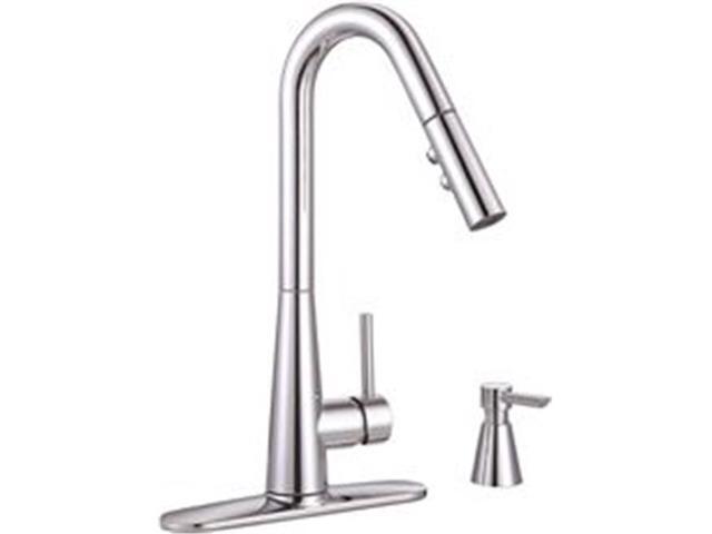 Premier 3558074 Essen Single Handle Pull Down Kitchen Faucet With Soap Dispenser Chrome Newegg Com