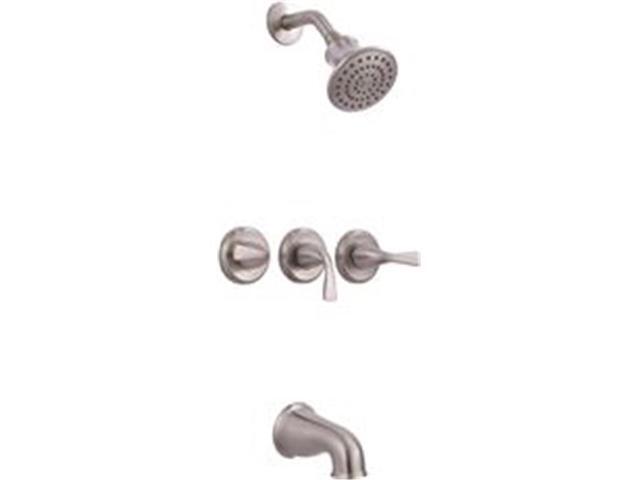 Premier 3552595 Sanibel Three Handle Tub Shower Faucet Brushed Nickel Newegg Com