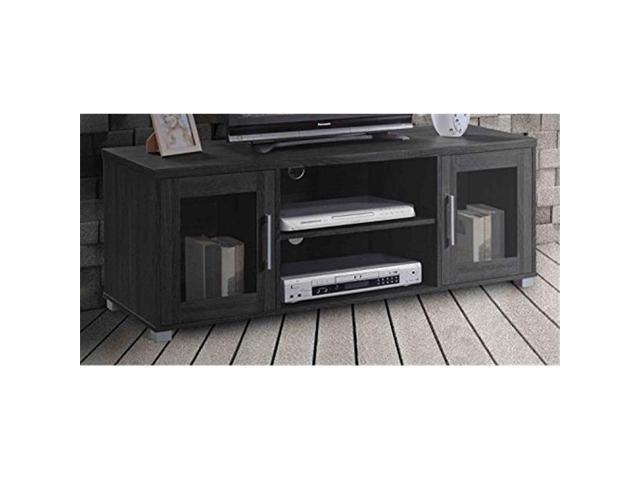 Hodedah Hitv107 Entertainment Unit With Glass Doors Black