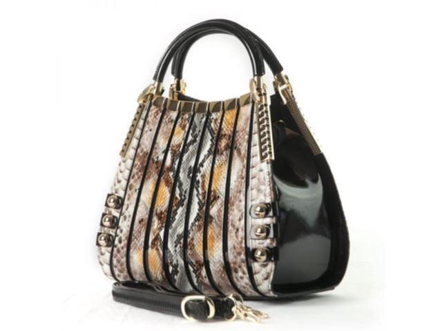 Bravo Handbags B99 683 Irina Signature Series Medium Gold Python Print Handbag Newegg