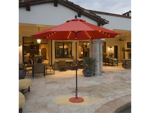 Galtech 9 Ft Black Auto Tilt With Led Lights Umbrella Black Sunbrella Newegg Com