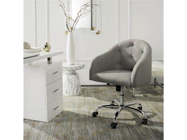 Safavieh Och4500a Amy Tufted Linen Chrome Leg Swivel Office Chair Grey Newegg Com