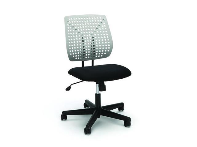 Black Essentials Leather Mid-Back Office Chair ESS-2080-BLK OFM Armless Leather Computer Chair