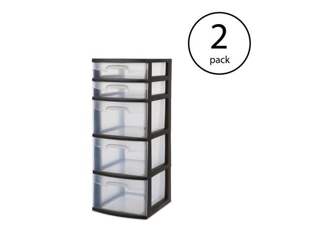 Sterilite 5 Drawer Tower Plastic Home Storage Organizer 2 Pack Sterilite 5 Drawer Tower Plastic Home Storage Organizer 2 Pack
