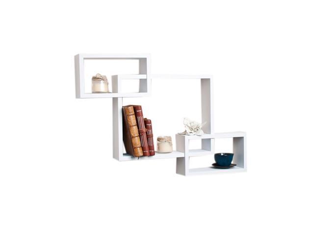 Danya B Yu008w Intersecting Laminate Wall Shelf White Newegg Com