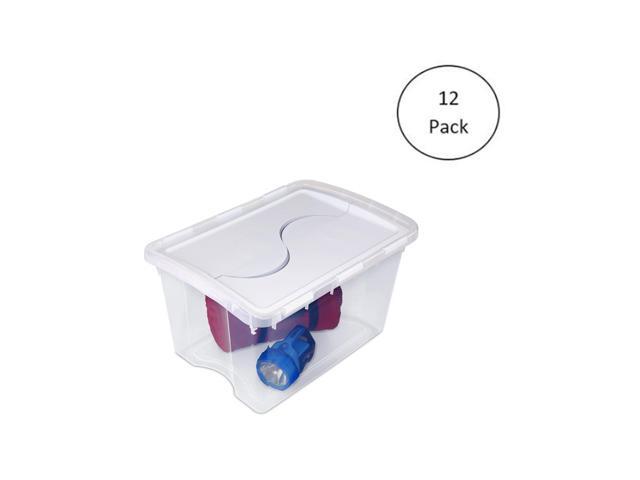 Sterilite 1914 Single 48 Quart Clear Hinged Lid Storage Tote Container 12 Pack Newegg Com