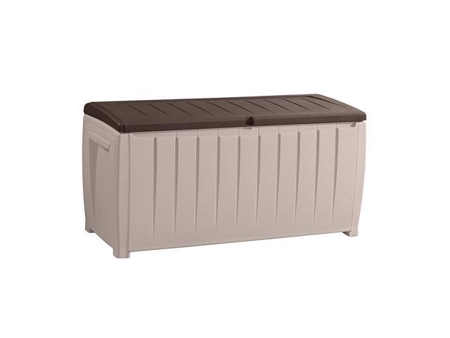 Keter Novel Plastic Deck Storage Container Box Outdoor Patio Furniture 90 Gal Brown Newegg Com