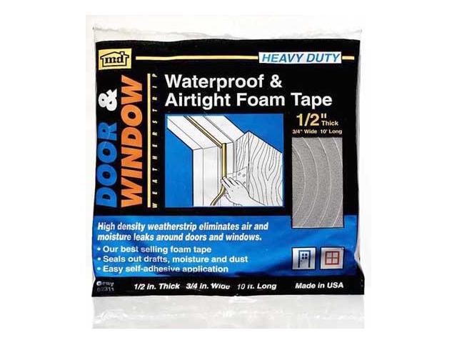 M-D 02311 1//2 X 10 Gray Waterproof /& Airtight Foam Tape Weather STRI
