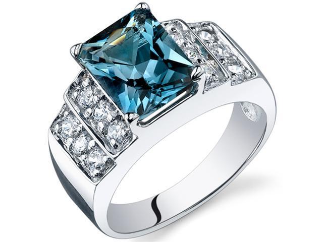 Radiant Cut 2.50 carats London Blue Topaz CZ Diamond Ring in Sterling Silver Size  8, Available in Sizes 5 thru 9