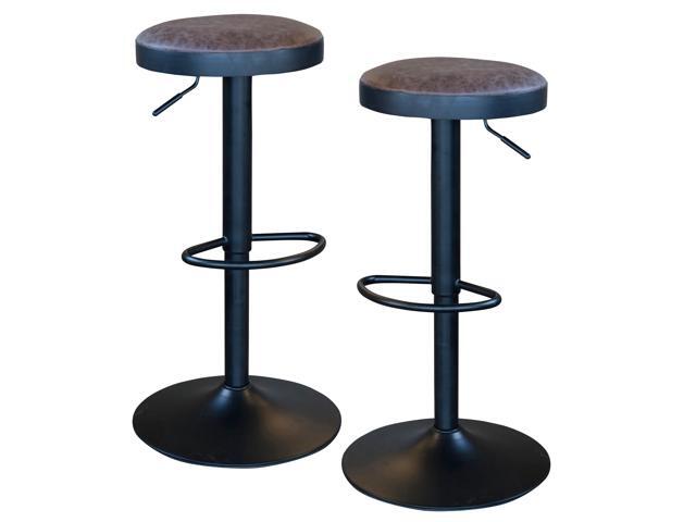 Amerihome Bsbnlset Classic Brown Faux Leather Bar Stool Set