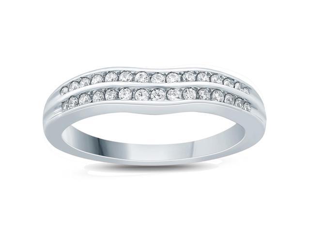 1 4 Carat Tw Double Row Diamond Wedding Band In 10k White Gold