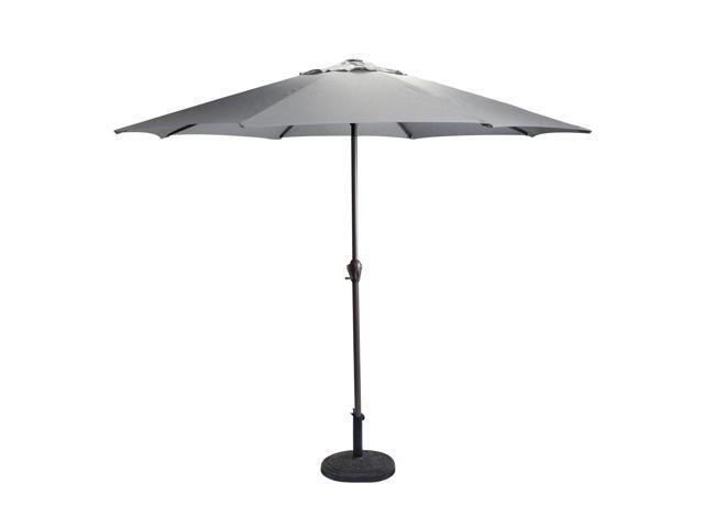 9 Outdoor Patio Market Umbrella With Hand Crank And Tilt Gray 9 Outdoor Patio Market Umbrella With Hand Crank And Tilt Gray