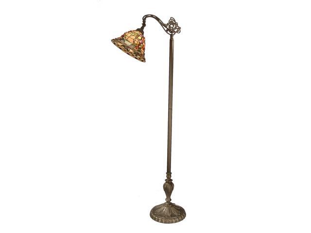 64 Antique Brass Bochner Downbridge Hand Crafted Glass Style Floor Lamp Newegg Com