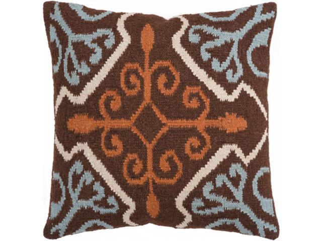 22 Holy Flowers Light Blue And Chocolate Brown Decorative Throw