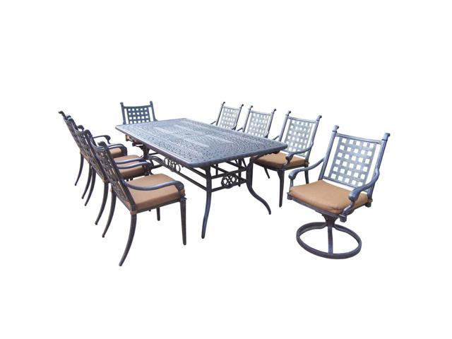 9 Piece Black Aluminum Outdoor Furniture Patio Dining Set Tan