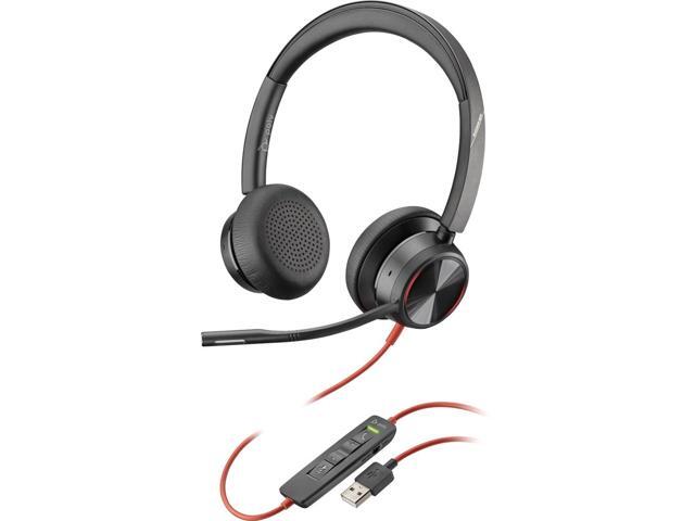Poly - Blackwire 8225 Wired Headset with Boom Mic (Plantronics) - Dual-Ear (Stereo) Computer Headset - USB-A to Connect to Your PC/Mac - Active Noise Canceling - Works with Teams, Zoom & More
