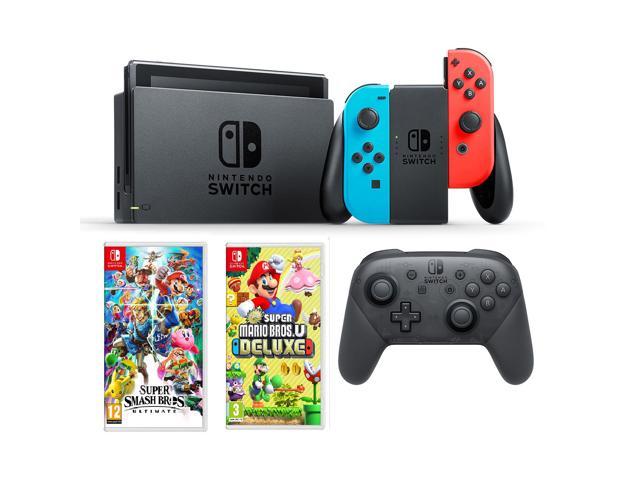 Nintendo Switch Neon Switch Pro Controller Smash Bros Mario Deluxe U Bundle