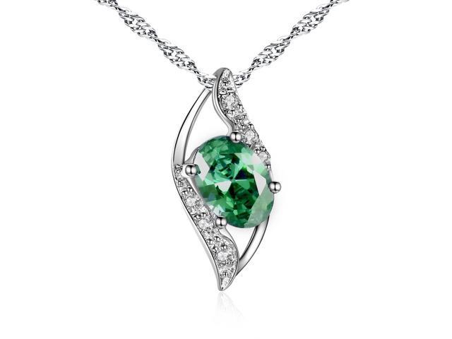Mabella 0 78 Cttw Oval Cut 7mm 5mm Created Emerald Pendant Sterling Mabella 0 78 Cttw Oval Cut 7mm 5mm Created Emerald Pendant Sterling Silver With 18