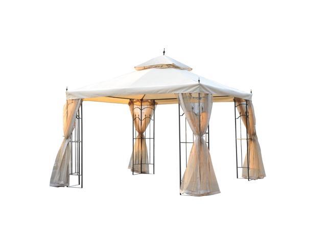 Outsunny Gazebo 10 X 10 Steel Outdoor Garden Gazebo With Mesh