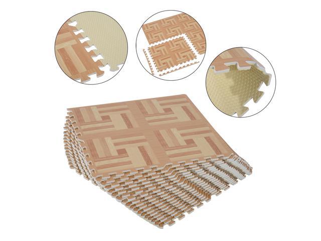 Homcom Interlocking Tiles Puzzle Eva Foam Floor Mats Wood Grain Homcom Interlocking Tiles Puzzle Eva Foam Floor Mats Wood Grain Light Check Pattern 72