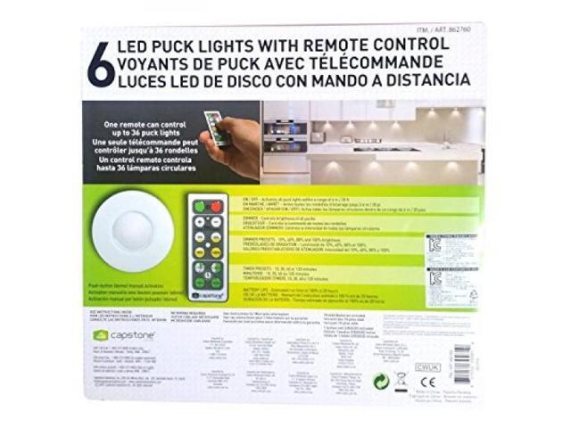 Capstone 6 Led Wireless Puck Lights With Remote Control White Capstone 6 Led Wireless Puck Lights With Remote Control White