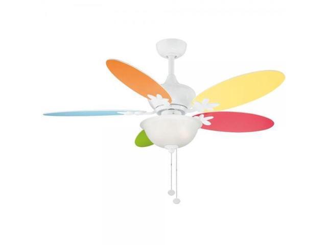 Hampton Bay Harper Ii 44 In White Ceiling Fan With Multicolor White Ceiling Fan With Multicolor Flower Blades