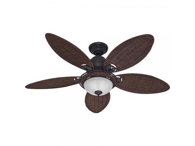Hunter Fan Company 54095 Caribbean Breeze 54 Inch Ceiling Hunter Fan Company 54095 Caribbean Breeze 54 Inch Ceiling With Five Antique Dark Wicker Blades And Light Kit Weathered Bronze