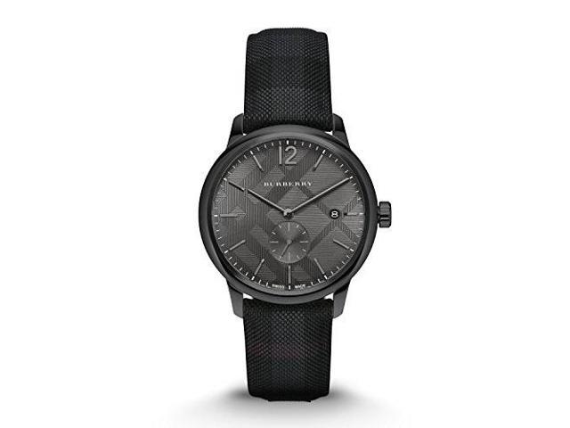 burberry check stamped round dial watch