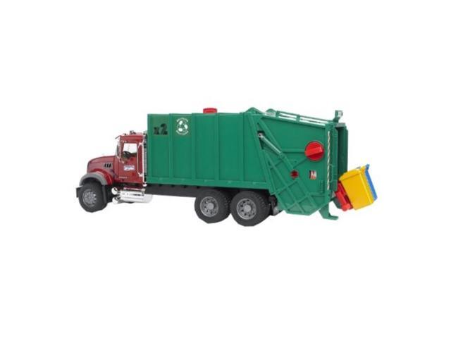bruder toys mack granite garbage truck ruby red green
