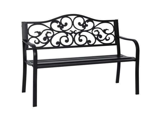 BCP 50in Outdoor Metal Patio Garden Bench Furniture Decor w// Verdi Floral Design