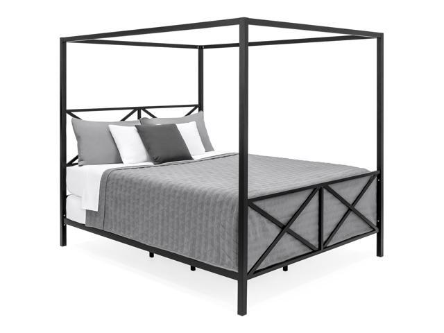 Best Choice S Modern 4 Post Canopy Queen Bed W Metal Best Choice S Modern 4 Post Canopy Queen Bed W Metal Frame Mattress Support