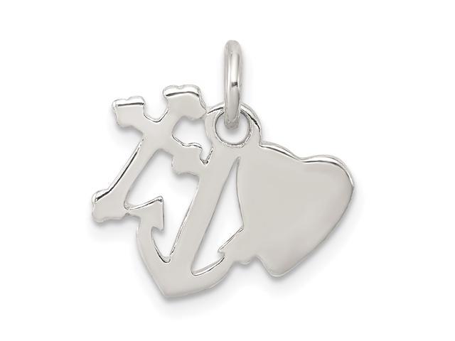 Jewels Obsession Cross Sterling Silver 925 Cross Anchor,And Heart Pendant Anchor,And Heart Pendant 22 mm