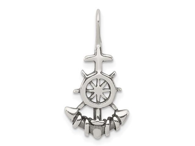 925 Sterling Silver Antiqued Anchor Shaped Pendant