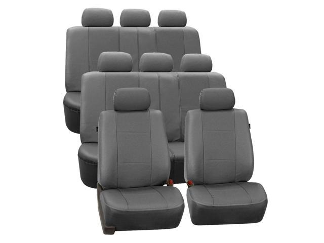 3 Row Car Seat Covers Faux Leather Luxury Gray For Minivan Suv Newegg Com