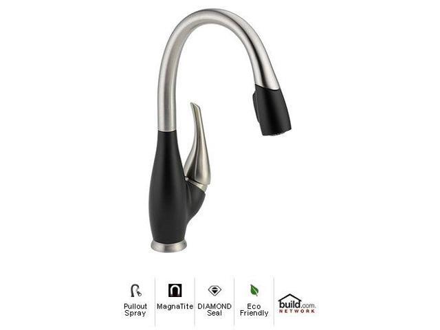 Delta 9158 Sb Dst Fuse Pullout Spray Two Tone Kitchen Faucet With Magnatite Docking Diamond Seal Stainless And Ed Pepper Newegg Com